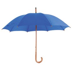 Paraguas de madera en azul con estructura y mango curvo en madera · KoalaRojo, Artículo promocional y personalizado