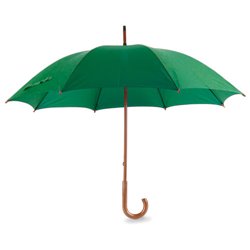 Paraguas de madera en nylon verde con estructura y mango curvo en madera · KoalaRojo, Artículo promocional y personalizado
