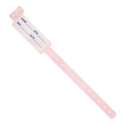 Pulsera registro de nacimiento en PVC rosa con etiqueta para rellenar · KoalaRojo, Artículo promocional y personalizado
