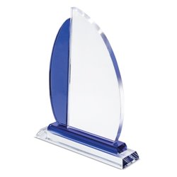 Trofeo de cristal bicolor en forma de barco velero con estuche · KoalaRojo, Artículo promocional y personalizado