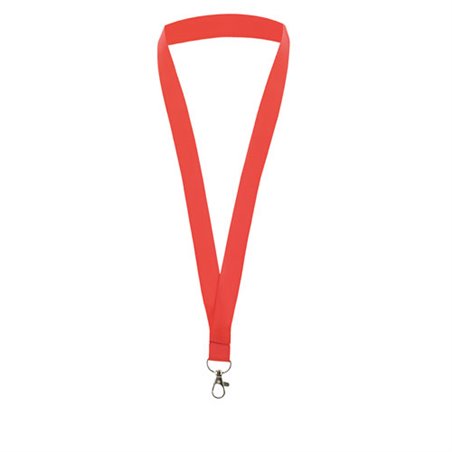 Lanyard de poliéster rojo con mosquetón metálico de 2 cm de ancho