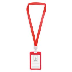 Lanyard rojo con porta acreditación vertical en color a juego · KoalaRojo, Artículo promocional y personalizado
