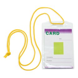 Identificador vertical transparente con cordón de seguridad en amarillo · KoalaRojo, Artículo promocional y personalizado