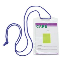 Identificador vertical transparente con cordón de seguridad en azul · KoalaRojo, Artículo promocional y personalizado