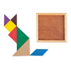 Puzzle de madera con piezas de colores tipo tangram para hacer figuras · KoalaRojo, Artículo promocional y personalizado