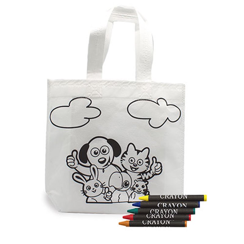 Pack de 10 bolsas de asas con dibujos de animalitos para colorear y ceras de colores · Koala Rojo, Merchandising promocional y personalizado