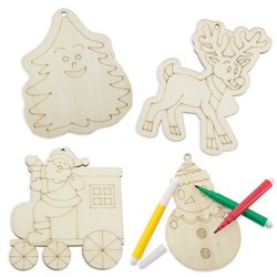 Set de 4 piezas de madera de navidad para colorear con rotuladores incluidos · Merchandising promocional de Pintar y Colorear · Koala Rojo