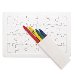 Puzzle infantil con piezas totalmente en blanco y ceras para dibujar y colorear · Merchandising promocional de Pintar y Colorear · Koala Rojo