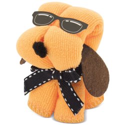 Toalla perrito naranja en microfibra en forma de perrito con gafas de sol · KoalaRojo, Artículo promocional y personalizado