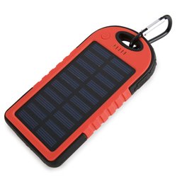 Powerbank solar 4000mAh con 2 salidas USB en rojo con linterna y mosquetón · Merchandising promocional de Powerbank · Koala Rojo