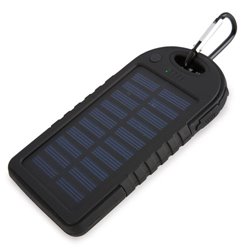 Powerbank solar 4000mAh con 2 salidas USB en negro con linterna y mosquetón · KoalaRojo, Artículo promocional y personalizado