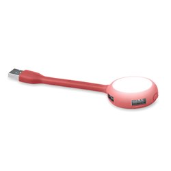 Hub USB flexible de silicona roja con 4 puertos y mini lámpara LED · Merchandising promocional de Puertos USB · Koala Rojo