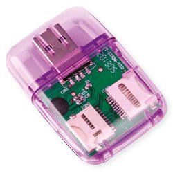 Lector de tarjetas en lila o morado 4 en 1 SD MiniSD microSD y MS con conector USB · KoalaRojo, Artículo promocional y personalizado