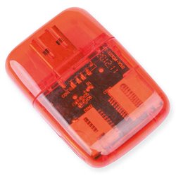 Lector de tarjetas 4 en 1 en rojo SD MiniSD microSD y MS con conector USB · KoalaRojo, Artículo promocional y personalizado