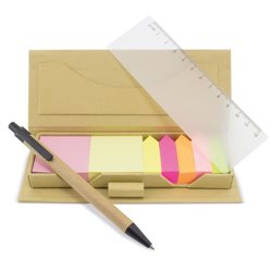 Estuche de cartón con bloc de notas notas adhesivas regla y bolígrafo · KoalaRojo, Artículo promocional y personalizado