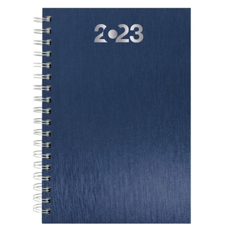 Agenda de tapa rígida en azul metalizado de 352 páginas 17x25cm · Koala Rojo, Merchandising promocional y personalizado