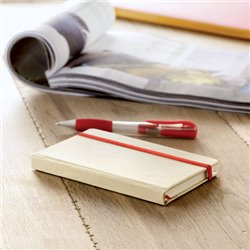 Cuaderno A6 con banda elástica y tapa rígida en material reciclado