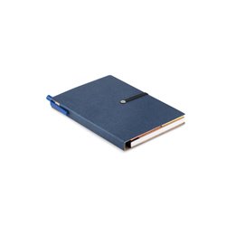 Bloc libreta azul en papel reciclado con notas adhesivas y bolígrafo · Merchandising promocional de Escritorio y Oficina · Koala Rojo