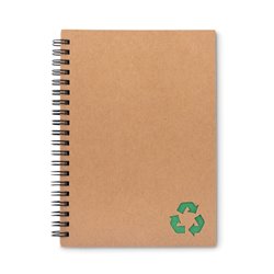 Libreta anillas de papel de piedra con tapa en cartón reciclado con detalle verde · KoalaRojo, Artículo promocional y personalizado