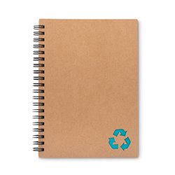 Libreta anillas de papel de piedra con tapa en cartón reciclado con detalle azul claro · KoalaRojo, Artículo promocional y personalizado