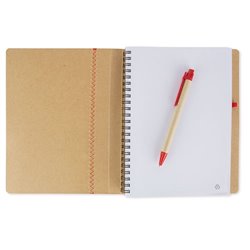 Cuaderno de cartón reciclado con costuras goma elástica y bolígrafo · KoalaRojo, Artículo promocional y personalizado