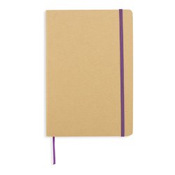 Bloc o cuaderno A5 cartón ecológico lila o morado con goma elástica y marcapáginas · Merchandising promocional de Libretas y Blocs de notas · Koala Rojo