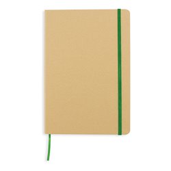 Bloc o cuaderno A5 cartón ecológico verde con goma elástica y marcapáginas · KoalaRojo, Artículo promocional y personalizado