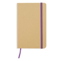 Bloc A6 de goma elástica lila o morada en cartón ecológico con marcapáginas · KoalaRojo, Artículo promocional y personalizado