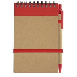 Bloc de notas vertical con tapas de cartón y rojo con boligrafo reciclado · KoalaRojo, Artículo promocional y personalizado