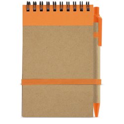 Bloc de notas vertical con tapas de cartón y naranja con boligrafo reciclado · KoalaRojo, Artículo promocional y personalizado