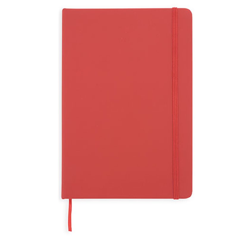 Cuaderno A5 de goma elástica con tapas en rojo, marcapáginas y hojas lisas · Koala Rojo, Merchandising promocional y personalizado