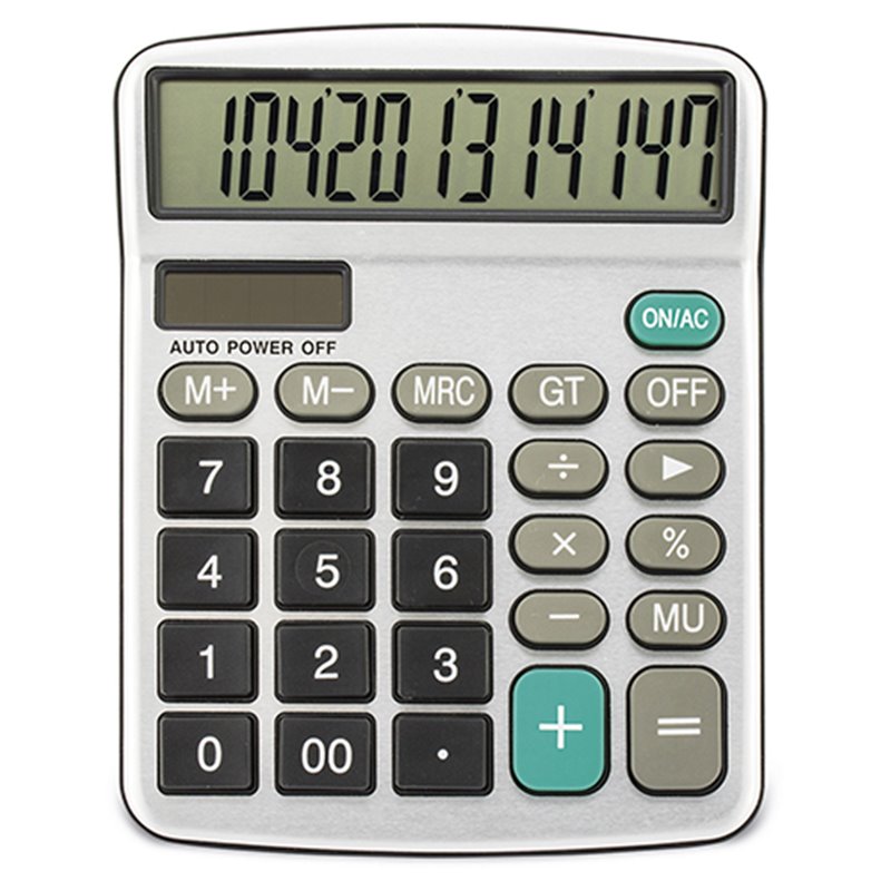 Calculadora profesional extra grande 12 dígitos plateada. Calculadora solar o a pilas · Koala Rojo, Merchandising promocional y personalizado