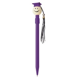 Bolígrafo graduación lila o morado con cabeza con birrete en cabeza del bolígrafo · KoalaRojo, Artículo promocional y personalizado