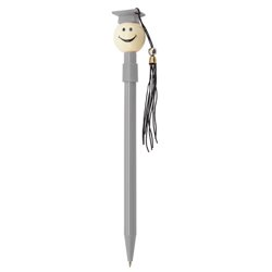Bolígrafo graduación gris con cabeza con birrete en cabeza del bolígrafo · KoalaRojo, Artículo promocional y personalizado