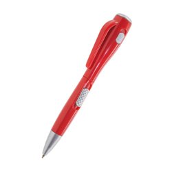 Bolígrafo linterna rojo con linterna Led integrada en parte superior · KoalaRojo, Artículo promocional y personalizado