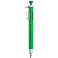 Bolígrafo escalímetro acabado metalizado en verde y plateado · Merchandising promocional de Escritura · Koala Rojo