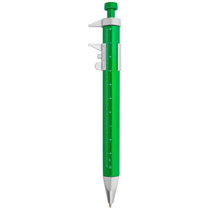 Bolígrafo escalímetro acabado metalizado en verde y plateado · Koala Rojo, Merchandising promocional y personalizado