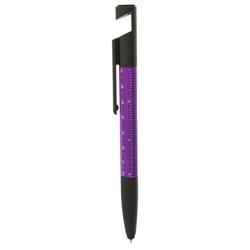 Bolígrafo multifunción lila o morado 7 funciones con soporte móvil escalímetro y destornilladores · KoalaRojo, Artículo promocional y personalizado