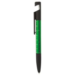 Bolígrafo multifunción verde 7 funciones con soporte móvil escalímetro y destornilladores · KoalaRojo, Artículo promocional y personalizado