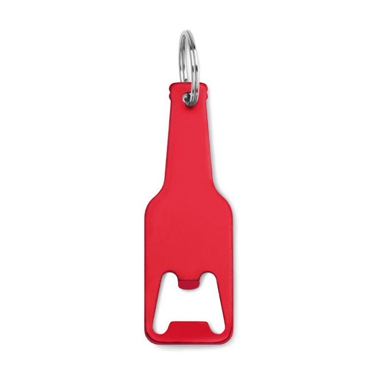 Abridor llavero de aluminio rojo en forma de botella · Koala Rojo, Merchandising promocional y personalizado