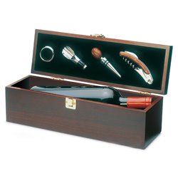 Set de vino en caja de madera oscura con 4 accesorios para vino · KoalaRojo, Artículo promocional y personalizado
