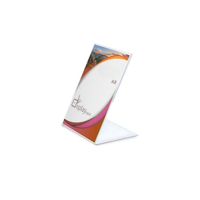 Porta etiqueta o portagráficas inclinado A8 Vertical sobremesa en PVC · Koala Rojo, Merchandising promocional y personalizado