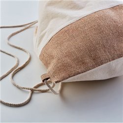 Bolsa mochila de cuerdas en sarga algodón con parte inferior en yute · KoalaRojo, Artículo promocional y personalizado
