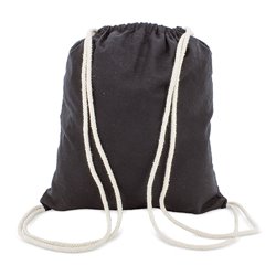 Bolsa mochila de cuerdas 100% algodón en negro y gruesos cordones blancos · KoalaRojo, Artículo promocional y personalizado