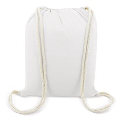 Bolsa mochila de cuerdas 100% algodón en blanco y gruesos cordones blancos · KoalaRojo, Artículo promocional y personalizado