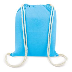 Bolsa mochila de cuerdas 100% algodón en azul claro y gruesos cordones blancos · KoalaRojo, Artículo promocional y personalizado
