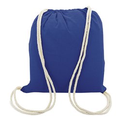 Bolsa mochila de cuerdas 100% algodón en azul y gruesos cordones blancos · KoalaRojo, Artículo promocional y personalizado