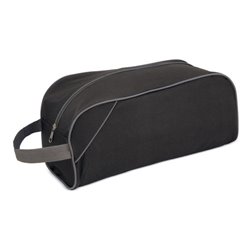 Bolsa zapatillero de cremallera en nylon negro con ribete y asa en gris · KoalaRojo, Artículo promocional y personalizado