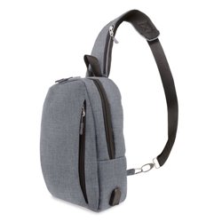 Mochila bandolera en gris con bolsillo en correa y otro trasero antirrobo · KoalaRojo, Artículo promocional y personalizado