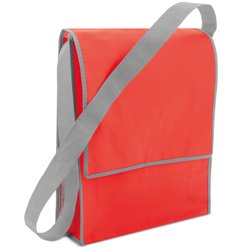 Bolsa bandolera americana bicolor en rojo con ribete y correa en gris · KoalaRojo, Artículo promocional y personalizado